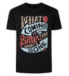 Thumbnail Black crew neck T-shirt with large multicolour slogan print.